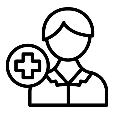 Hemşire bakım ikonu ana hatları vektörü. Sağlık ocağı