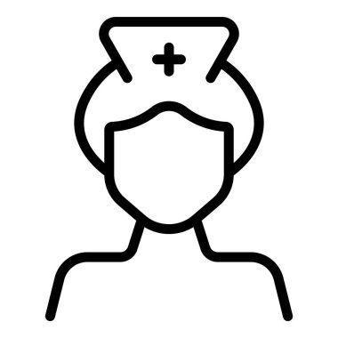 Tıbbi hemşire ikonu ana hatları vektörü. Sağlık görevlisi.