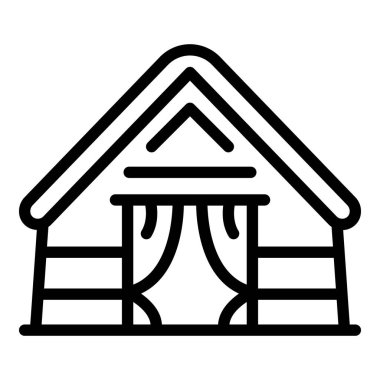 Okyanus bungalovu ikonu ana hat vektörü. Deniz villası.