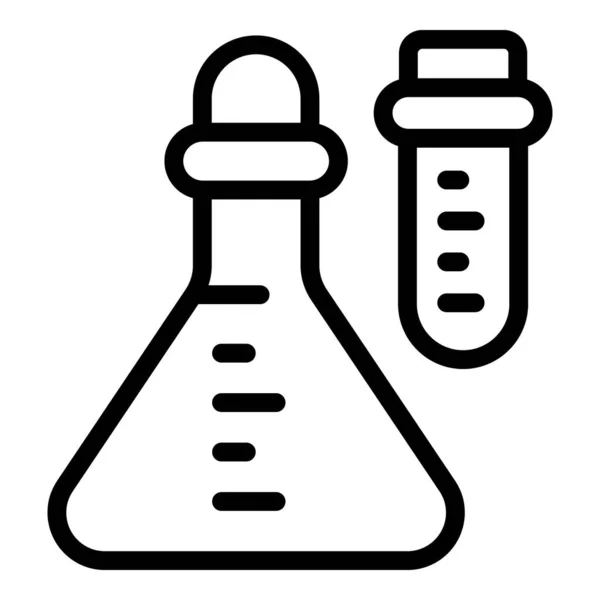 Frasco químico icono contorno vector. Ciencias de laboratorio — Vector de stock
