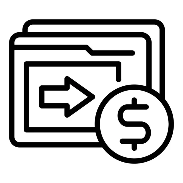 Folder pieniądze ikona zarys wektor. Aplikacja bankowa — Wektor stockowy
