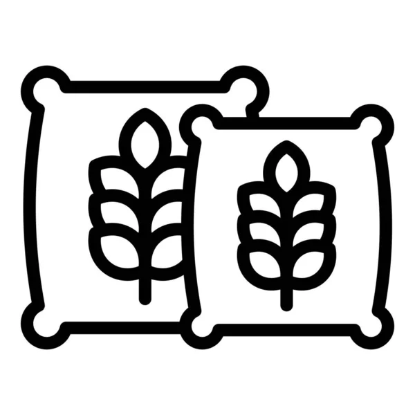 Wheat sack icon outline vector. Bag grain — Stock Vector