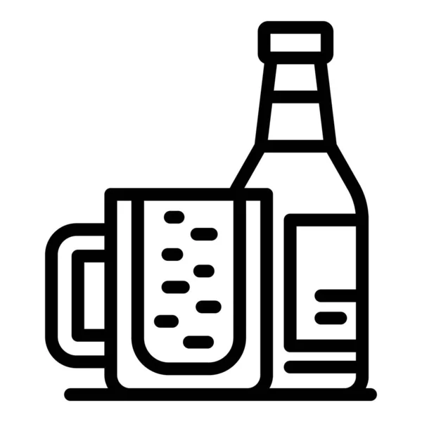 Inicio taza de cerveza icono contorno vector. Proceso de fábrica — Archivo Imágenes Vectoriales