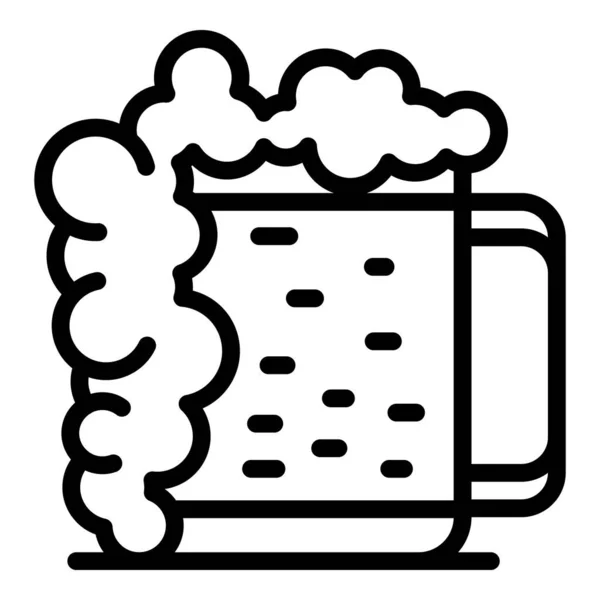 Pełna ikona kufla piwa wektor zarysu. Proces browaru — Wektor stockowy