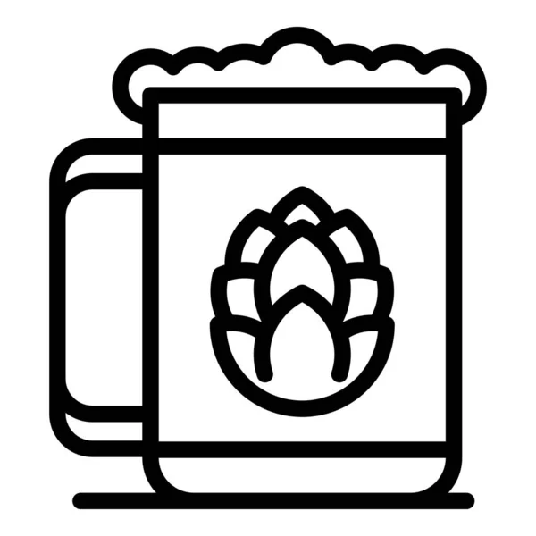 Taza de cerveza Hop icono contorno vector. Tanque de bebida — Vector de stock