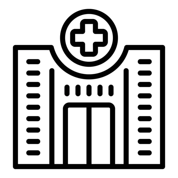Ikona budynku szpitala wektor zarysu. Lekarz medycyny — Wektor stockowy