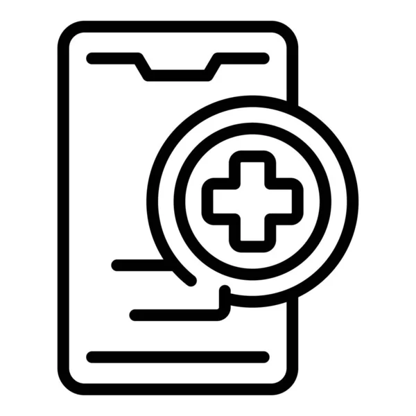 Smartphone medizinische Hilfe Symbol Umriss Vektor. Medica-Pflege — Stockvektor