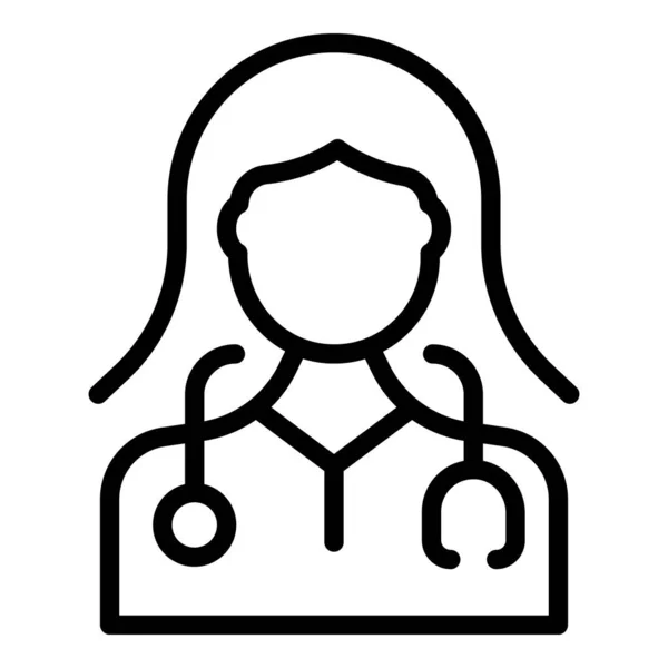Estetoscopio enfermera icono contorno vector. Médico de salud — Archivo Imágenes Vectoriales