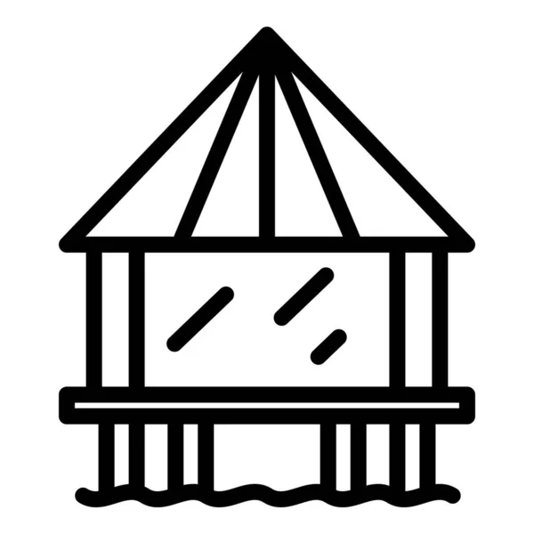 Тропический вектор значка бунгало. Пляжный дом — стоковый вектор