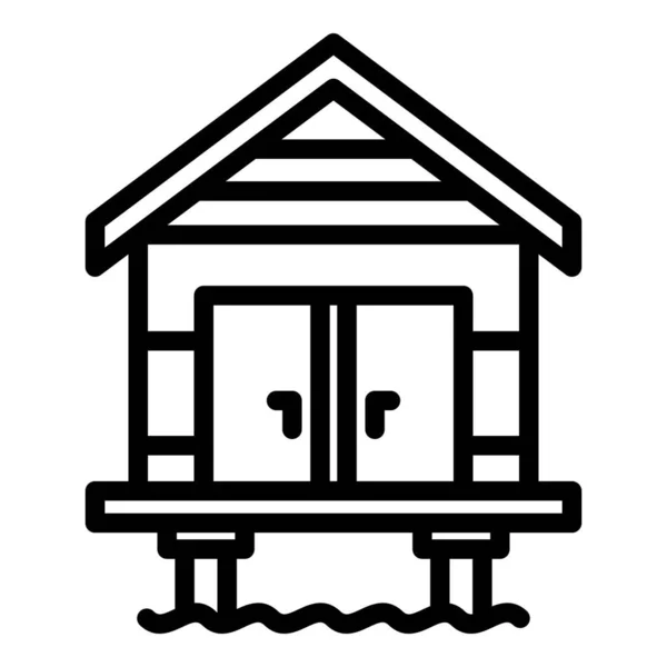 Roof bungalow icon outline vector. Island villa — Stock Vector