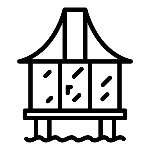 Inicio bungalow icono contorno vector. Casa de mar — Archivo Imágenes Vectoriales