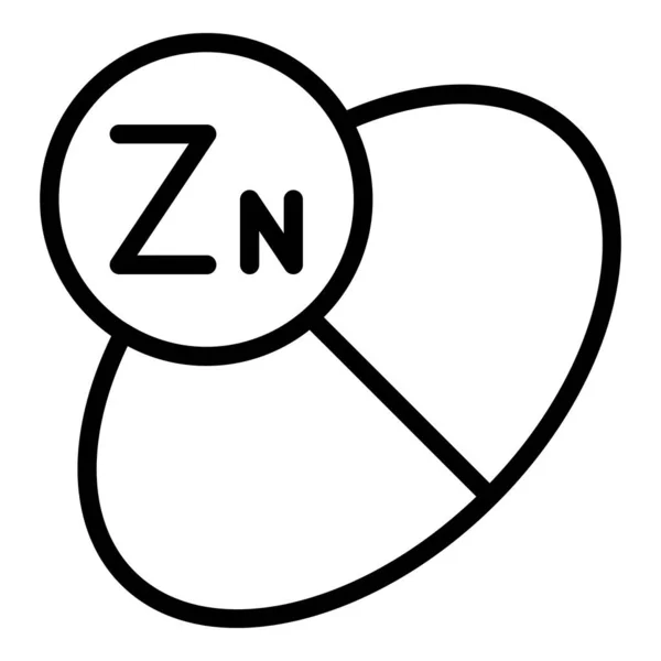 化学矿物zn图标勾勒矢量.锌、维生素 — 图库矢量图片