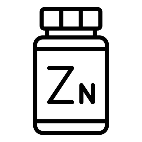 Zn jar cápsula ícone contorno vetor. Elemento de zinco — Vetor de Stock