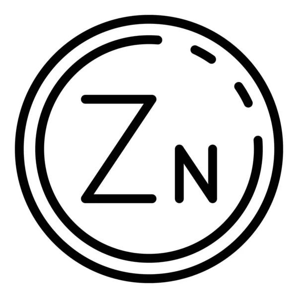 Vecteur de contour d'icône d'élément Zn. Minéral alimentaire — Image vectorielle