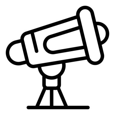 İş fikri teleskop ikonu ana hatları vektörü. Ofis ekibi.