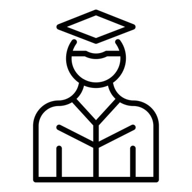 Mezuniyet öğrencisi ikonu ana hatları vektörü. Çalışma odası.