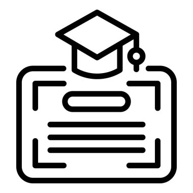 Çevrimiçi diploma ikonu ana hatları vektörü. Okul sanatı