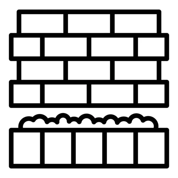Brick wall icon outline vector. Mortar construction — Stock Vector
