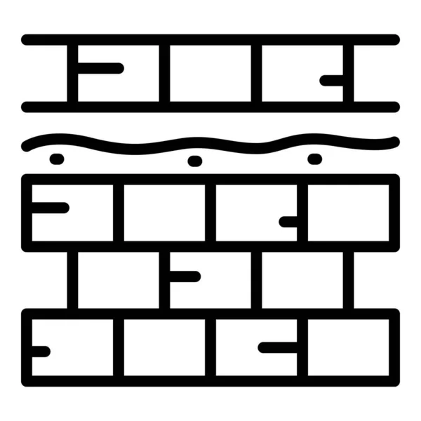 Ziegel neue Wand-Symbol Umrissvektor. Bauarbeiter — Stockvektor