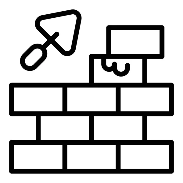 Ícone de parede de tijolo de cimento contorno vetor. Construção de trabalhadores — Vetor de Stock