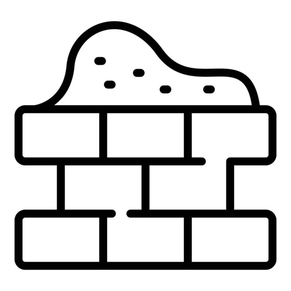 Mortel baksteen muur pictogram omtrek vector. Bouwvakker — Stockvector