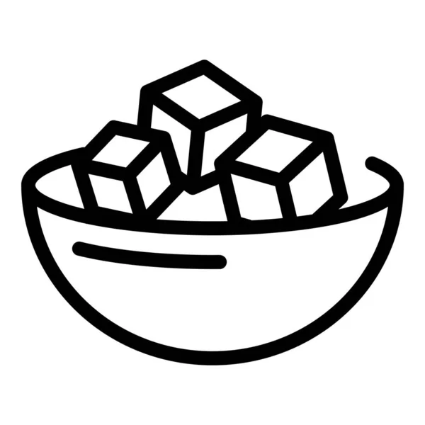 Zucchero cubi icona contorno vettore. Trestia mangiare — Vettoriale Stock