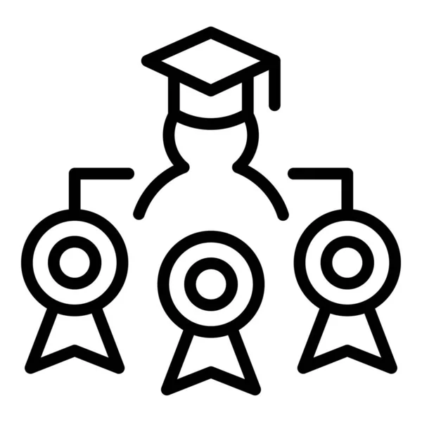 Στάδιο αποφοίτησης εικονίδιο περίγραμμα διάνυσμα. Σχολικό κολέγιο — Διανυσματικό Αρχείο