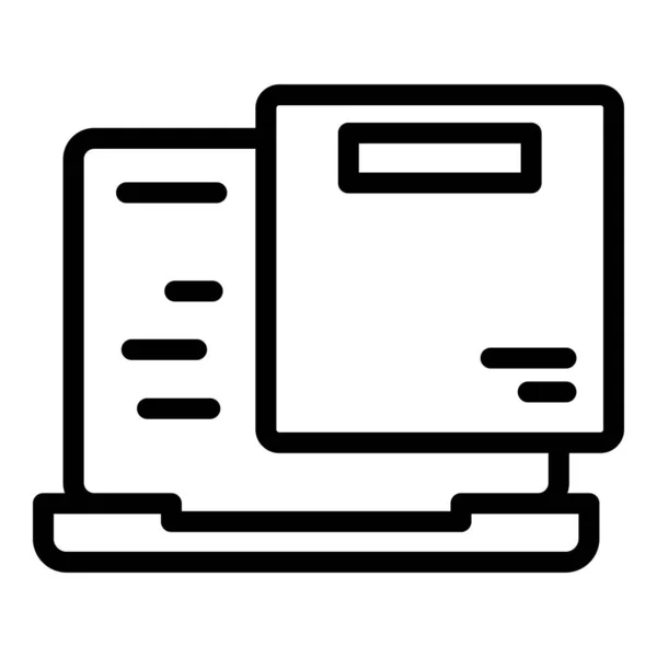 Laptop online bestelling pictogram overzicht vector. Aanvraaggegevens — Stockvector