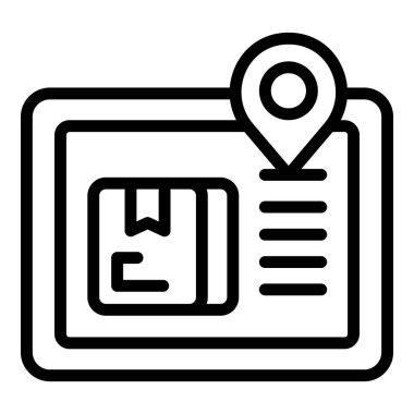 Tablet parsel iz sürme ikonu ana hat vektörü. Kargo kutusu