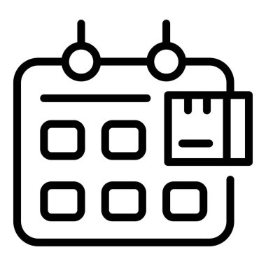 Paket takvimi ana hatlı vektörü. Teslimat kargo