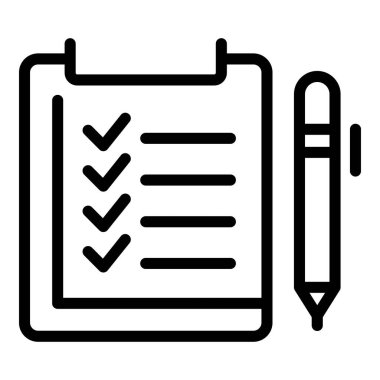 Kontrol listesi parsel simgesi ana hatları vektörü. Parça konumu