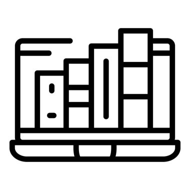 Çevrimiçi dizüstü bilgisayar kitaplığı ana hatları vektörü. Video webinar