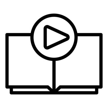 Video kitabı ikonu ana hatları vektörü. Bilgisayar çevrimiçi