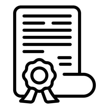 Diploma adil ticaret ikonu ana hat vektörü. Fuar standı