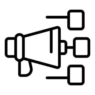 Megafon fuar ikonu ana hatları vektörü. Adil ticaret