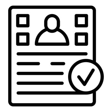 CV yöneticisi simge ana hatları vektörü. Fuar standı