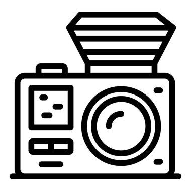 Eski fotoğraf makinesi simgesi ana hatlı vektör. Stüdyo ekipmanı