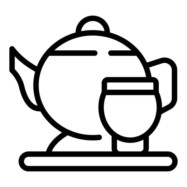 Вектор контура иконы чайной медитации. Женская йога — стоковый вектор