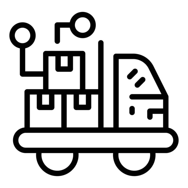 LKW-Lieferung Symbol Umrissvektor. Paketkasten — Stockvektor