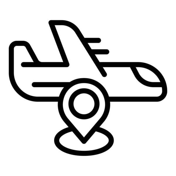 Вектор расположения иконки местоположения посылки самолета. Экспорт грузов — стоковый вектор