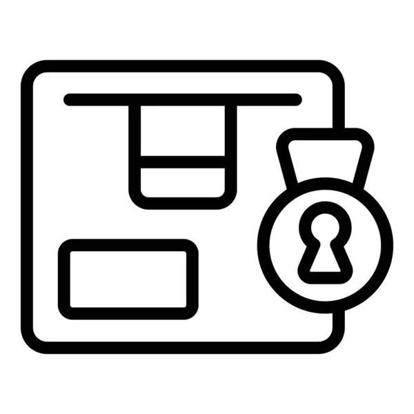 Lock parcel icon outline vector. Cargo box — Stock Vector