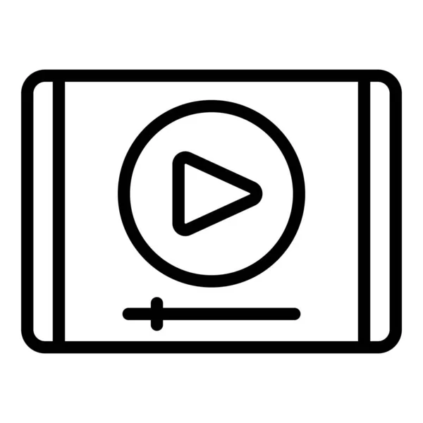 Videotablet pictogram omtrek vector. Webinar tutorial — Stockvector