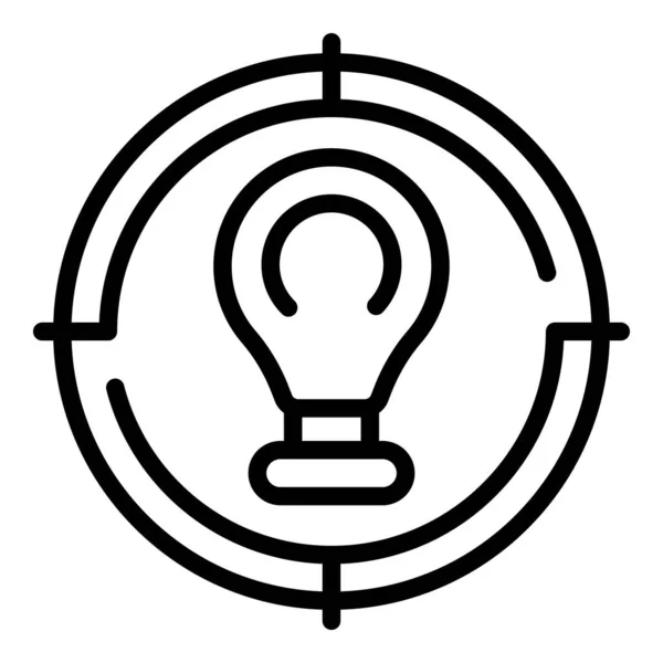 Idée ampoule cible icône contour vecteur. Commerce équitable — Image vectorielle