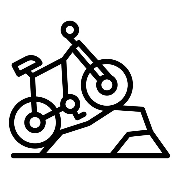 Icono de senderismo bicicleta contorno vector. Viaje de viaje — Vector de stock