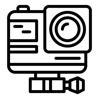 Eylem kamerası seyahat simgesi ana hatlı vektör. Eko doğa