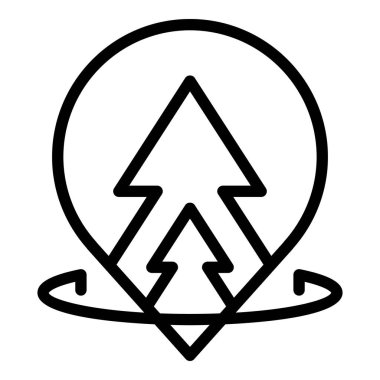 Çevre orman konumu ikonu ana hat vektörü. Doğada yürü