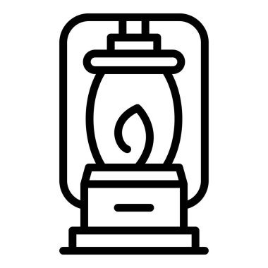 Kamp lambası ikonu ana hat vektörü. Yürüyüş