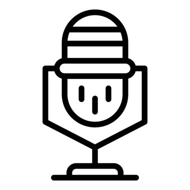 Mikrofon içeriği ikonu ana hatları vektörü. Ortam dijital