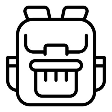 Sırt çantası simgesi dış hat vektörü. Ev ödevi yardımı