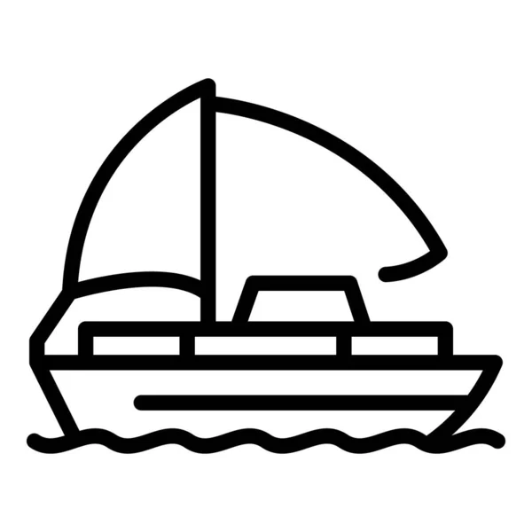 Vecteur de contour d'icône de voyage de navire maritime. Les gens éco — Image vectorielle